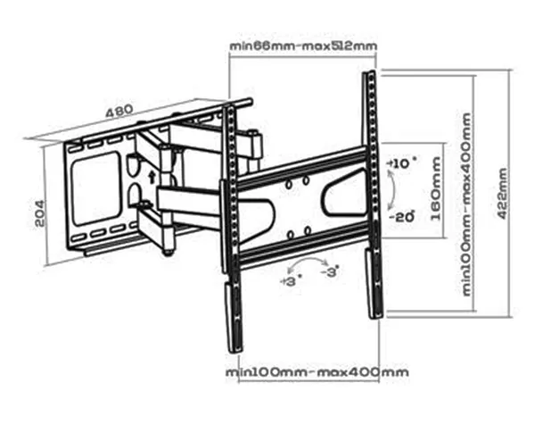 MYL_6_Way_Swivel_Tilt_TV_Wall_Mount_for_LCD/LED_TV's_Upto_32"_to_55"_inch_(HIG_55")