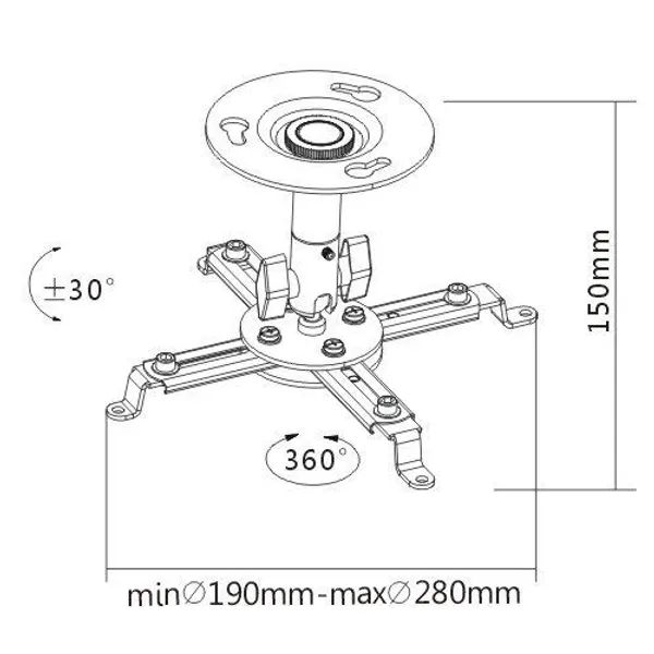 MYL_Heavy_Duty_-_15.7"_Projector_Ceiling_and_Wall_Mount_Stand_Bracket_(5.9"_to15.7_-_Metallic_Grey_-_Weight_Capacity_:_10Kgs)_(PRB-4)