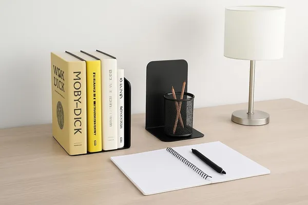 MYL_Book_Stand_&_Organizer_Set_Office_Table_Accessories_with_File_Organiser_Stylish_Holder_Study_Decor_&_Shelf_Tabletop_Rack_Space-Saving_Bookends_2-Piece_Set_(White)