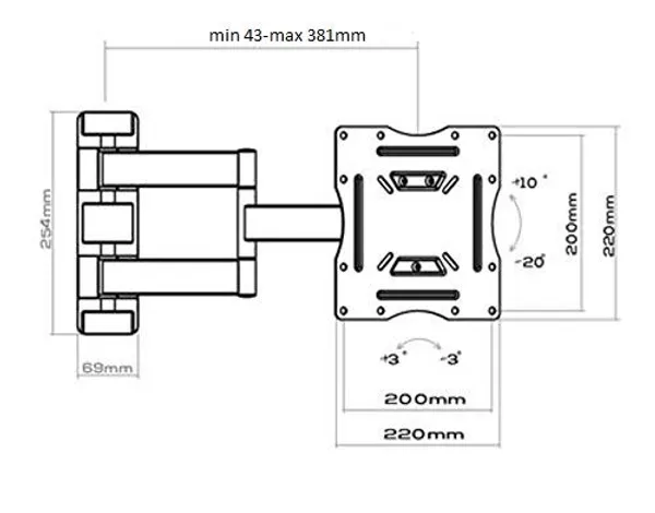 MYL-M223_Universal_19"_to_38"_LED_LCD_TV_Plasma_180_Rotational_Heavy_Duty_Wall_mount_Capacity_30KG_Moveable_Flat_Panel_TV_Swivel_Tilt_Wall_Mount_/_Bracket_/_Stand_Dual_Arm_for_Samsung,_Sony,_LG,_Panasonic,_Videocon,_Toshiba,_Philips,_Micromax_...