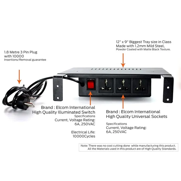 MYL_Set_Top_Box_Wall_Mount_Stand_with_Inbuilt_Power_Supply_Sockets_Extension_Box_(STB_P)