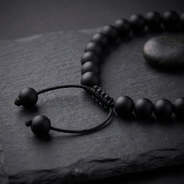Certified_Natural_Black_Obsidian_Bracelet_With_Adjustable_String_Closure_for_Protection,_Focus_&_Balance