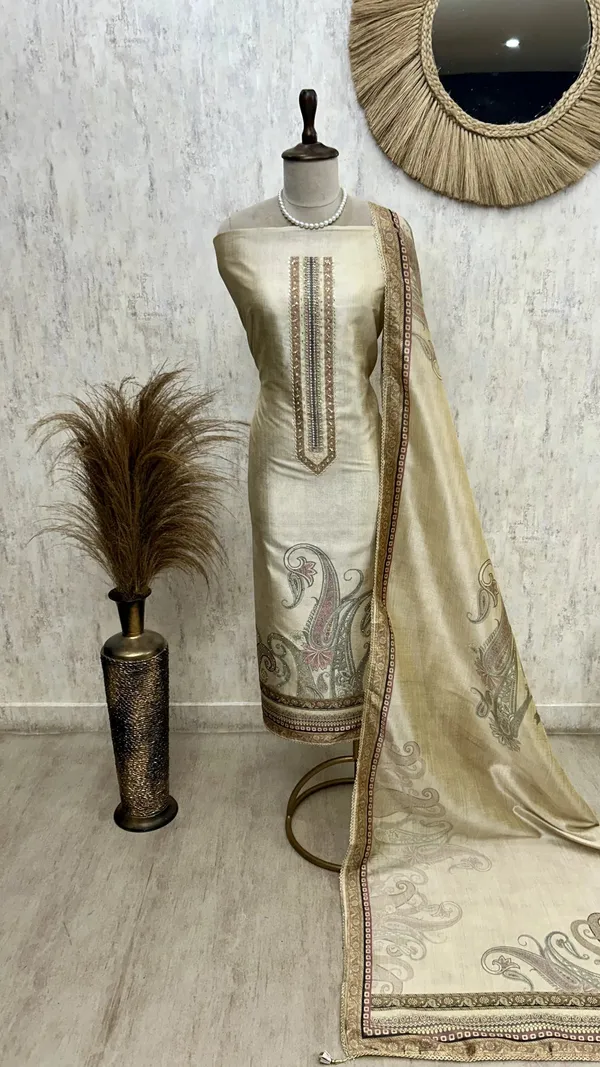 Tussar_Silk_Unstitched_Suit_Set_With_Tussar_Silk_Dupatta_Default_Title