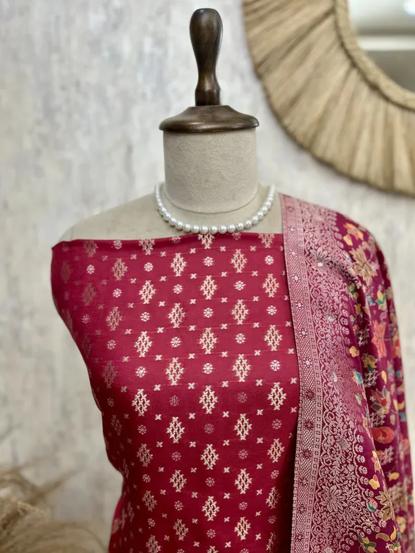 Banarasi_Silk_Unstitched_Suit_Set_Featuring_Banarasi_Silk_Dupatta_Default_Title