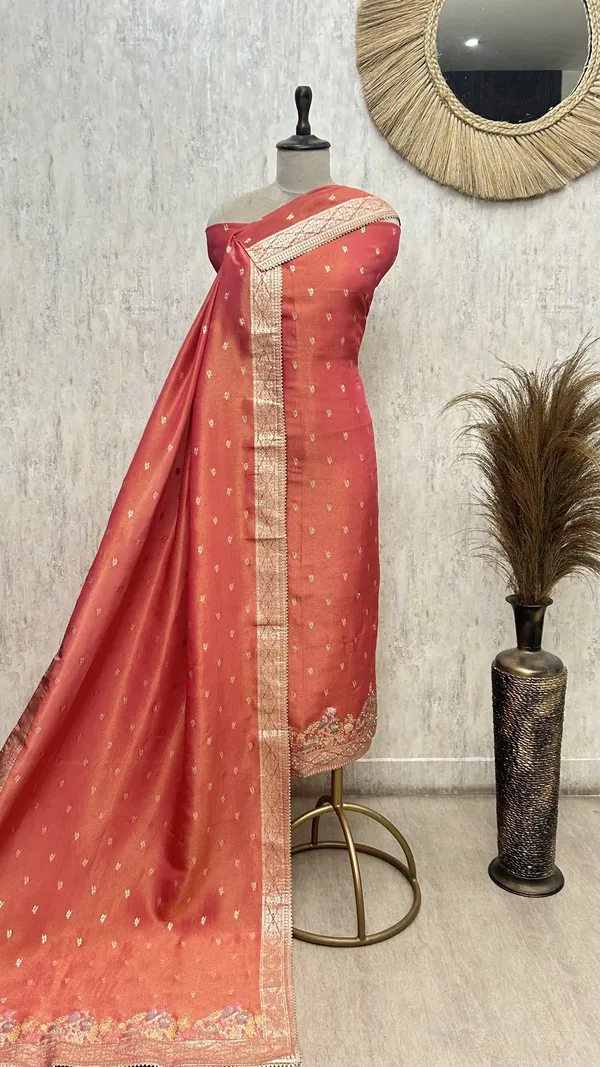 Teal_Elegance_Drape_Tissue_Unstitched_Suit_Rust_Red