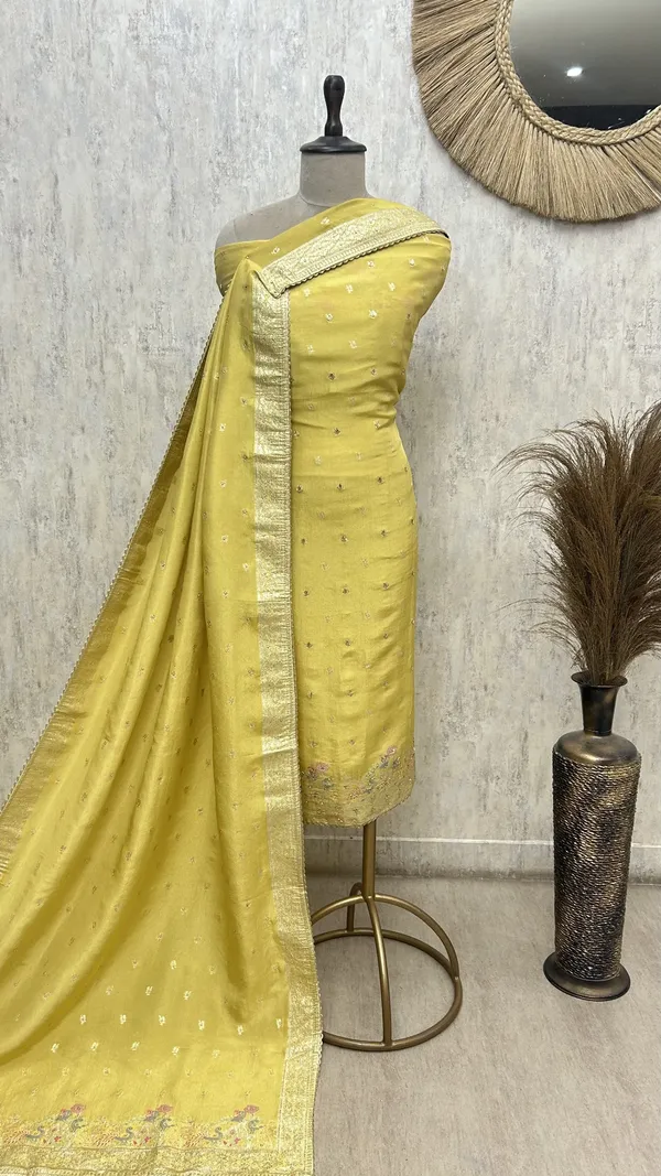 Teal_Elegance_Drape_Tissue_Unstitched_Suit_Yellow
