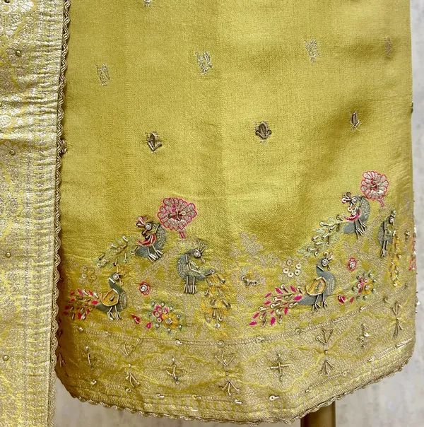Teal_Elegance_Drape_Tissue_Unstitched_Suit_Yellow