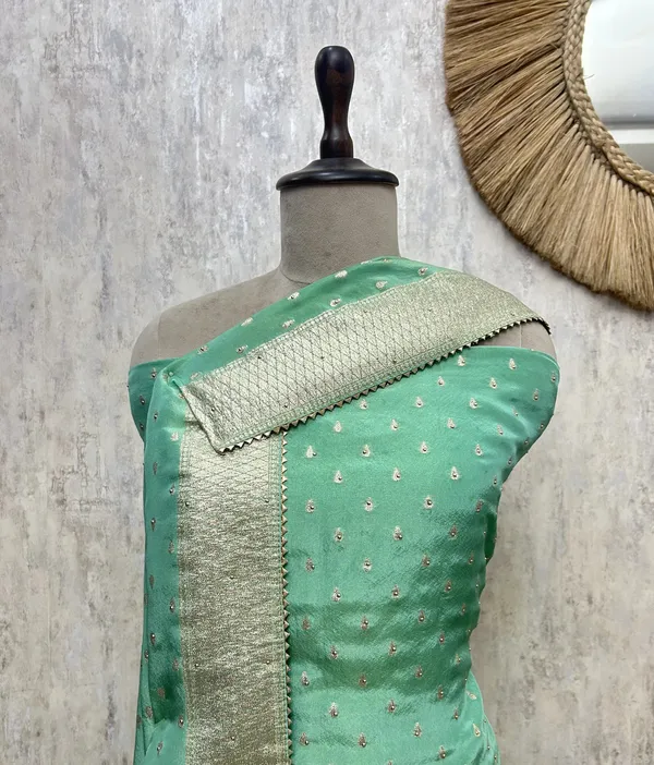 Emerald_Silk_Elegance_Tissue_Unstitched_Suit_Turquoise