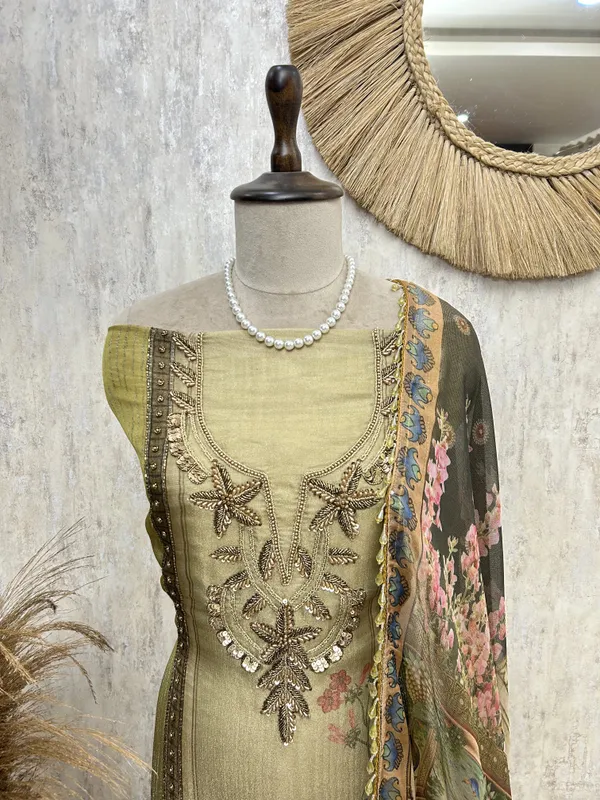 Embroidered_Rose_Reverie_Unstiched_Suit_Metallic_Green