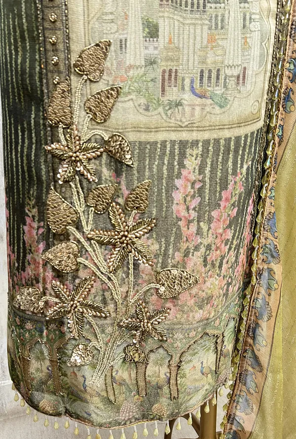 Embroidered_Rose_Reverie_Unstiched_Suit_Metallic_Green