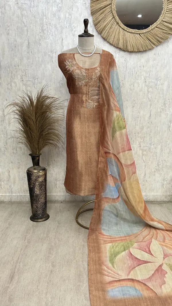 Azure_Handwork_Beauty_Unstiched_Suit_Rust_Orange_With_Golden_Embroidery