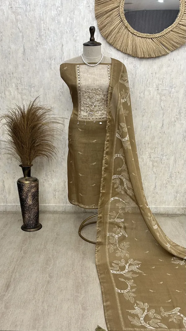 Regal_Tree_Motif_Unstiched_Suit_Brown
