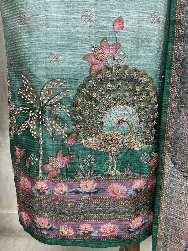 Peacock_Bloom_Unstiched_Suit_Green