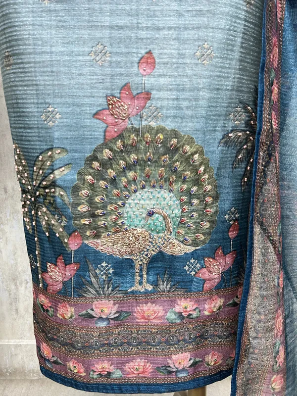 Peacock_Bloom_Unstiched_Suit_Blue