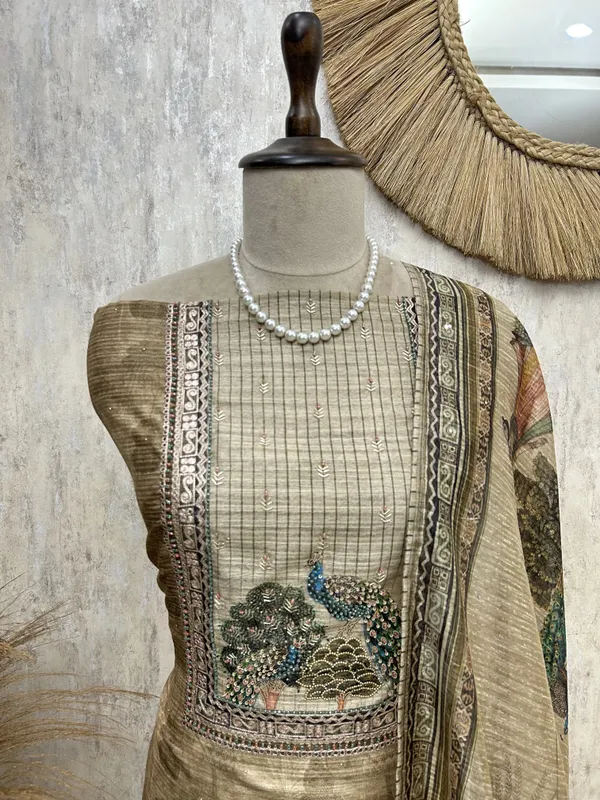 Peacock_Garden_Elegance_Unstiched_Suit_Brown