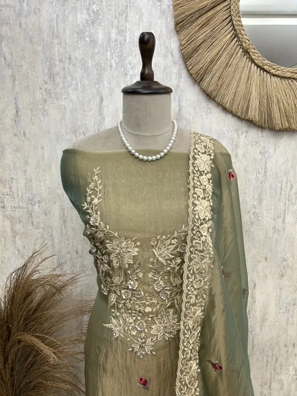 Golden_Floral_Charm_Unstiched_Suit_Metallic_Green