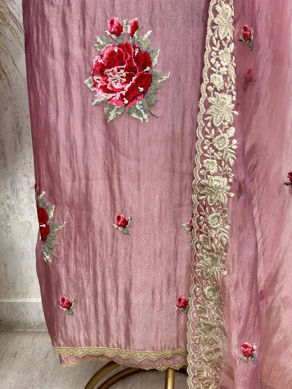 Golden_Floral_Charm_Unstiched_Suit_Hot_Pink