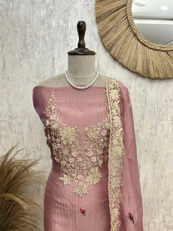 Golden_Floral_Charm_Unstiched_Suit_Hot_Pink