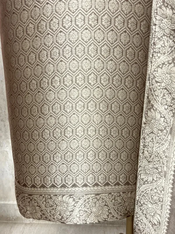 Classic_Gold_Brocade_Unstiched_Suit_Brown