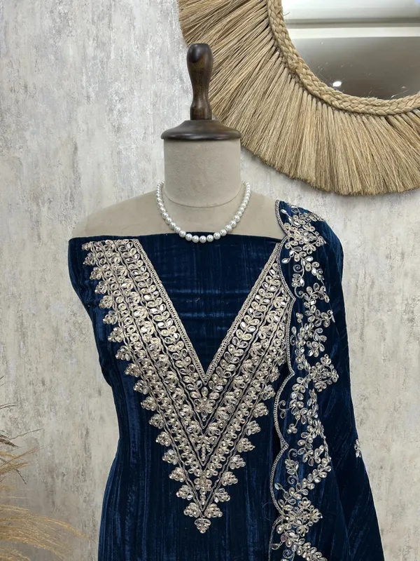 Velvet_Unstitched_Suit_With_Mirror_Zari_Work_Blue