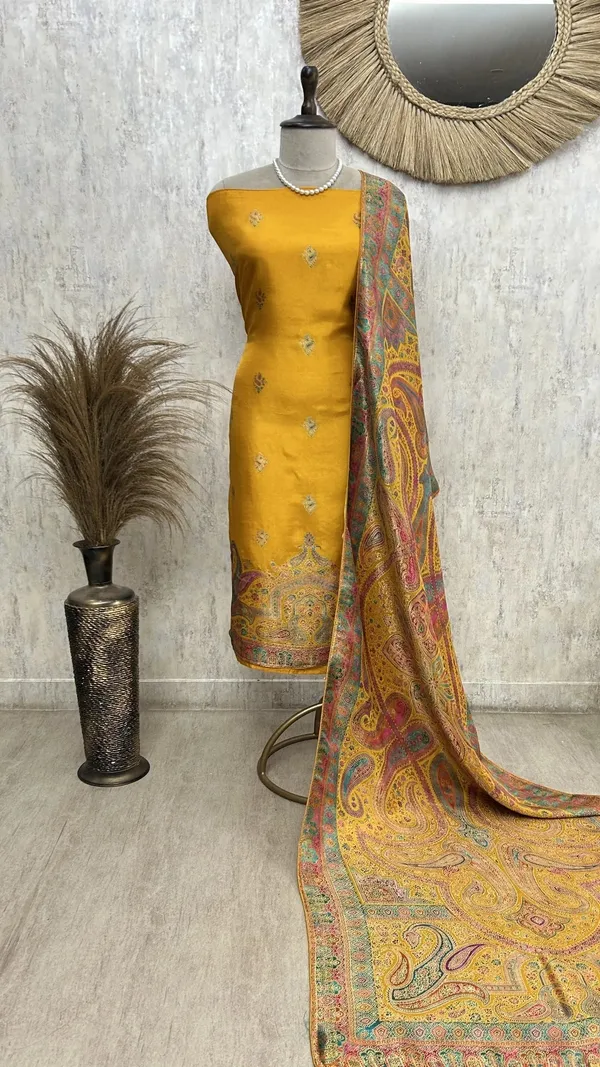 Fine_Silk_Unstitched_Suit_With_Position_Print_Mustard_Yellow