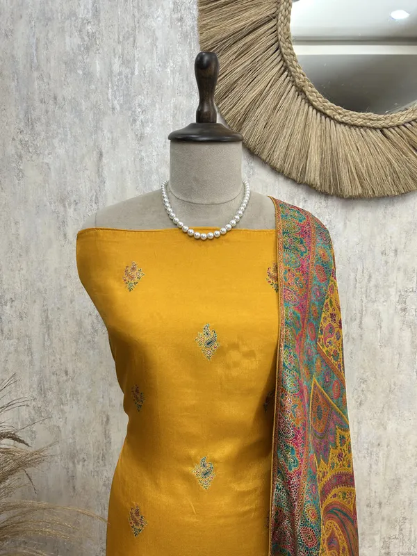 Fine_Silk_Unstitched_Suit_With_Position_Print_Mustard_Yellow