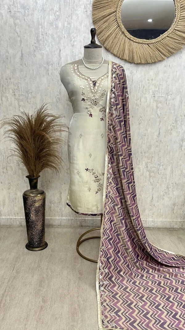 Tissue_Unstitched_Suit_With_Gota_Patti_Neckline_Purple