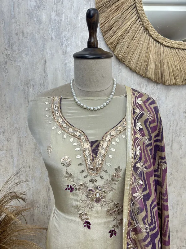 Tissue_Unstitched_Suit_With_Gota_Patti_Neckline_Purple