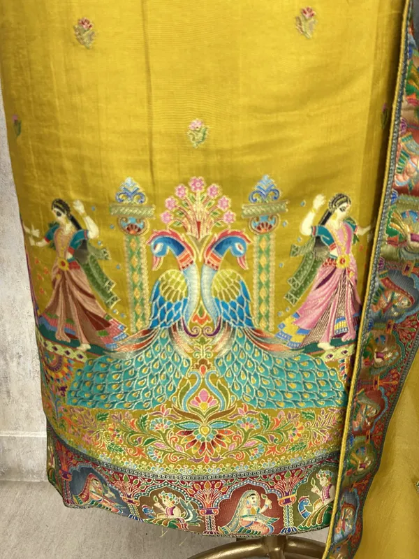 Fine_Silk_Unstitched_Suit_With_Folk_Motifs_Mustard_Yellow