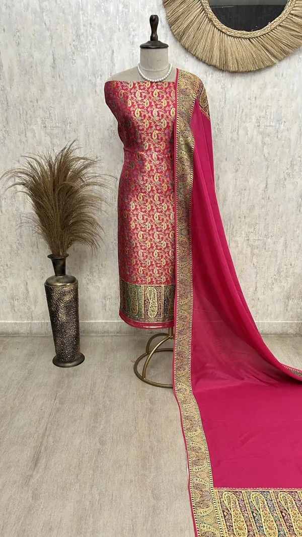 Luxurious_Silk_Unstitched_Suit_Magenta_Pink