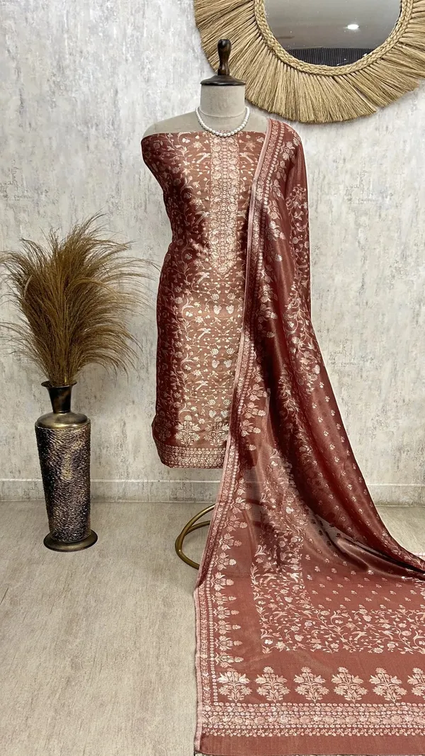 Fine_Silk_Elegance_Unstitched_Suit_Rust_Orange_With_Golden_Embroidery