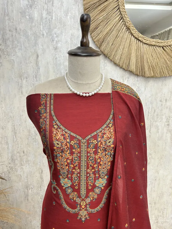 Cotton_Silk_Unstitched_Suit_With_Jamdani_Weaving_Maroon