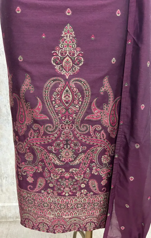 Cotton_Silk_Unstitched_Suit_With_Jamdani_Weaving_Wine_Purple