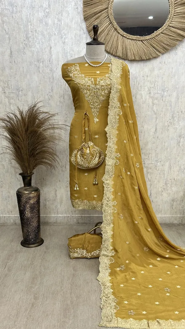 Zari_E_Gul_Tissue_Unstitched_Suit_With_Potli_Mustard_Yellow