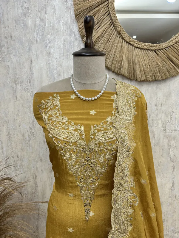 Zari_E_Gul_Tissue_Unstitched_Suit_With_Potli_Mustard_Yellow