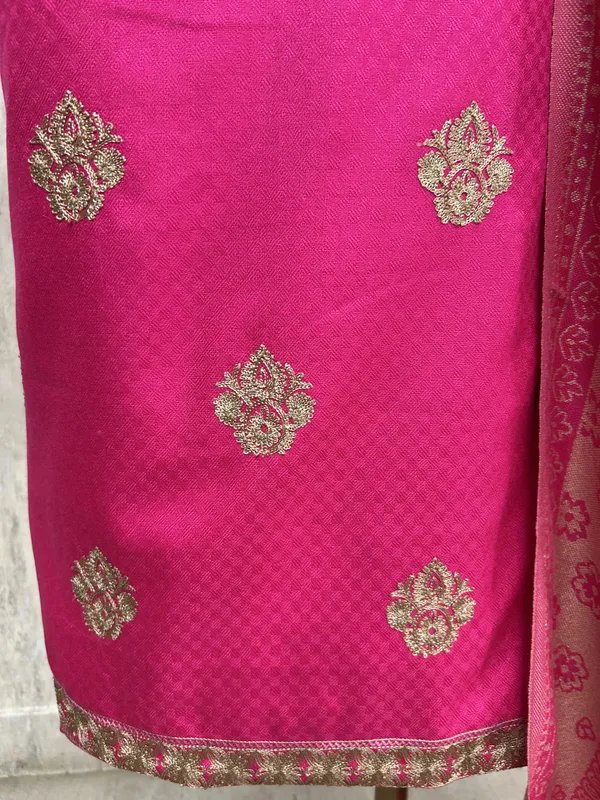 Cashmere_Wool_Unstitched_Suit_With_Aari_Work_Hot_Pink