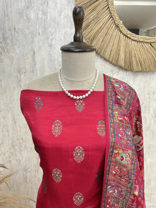 Traditional_Silk_Elegance_Unstitched_Suit_Red_1