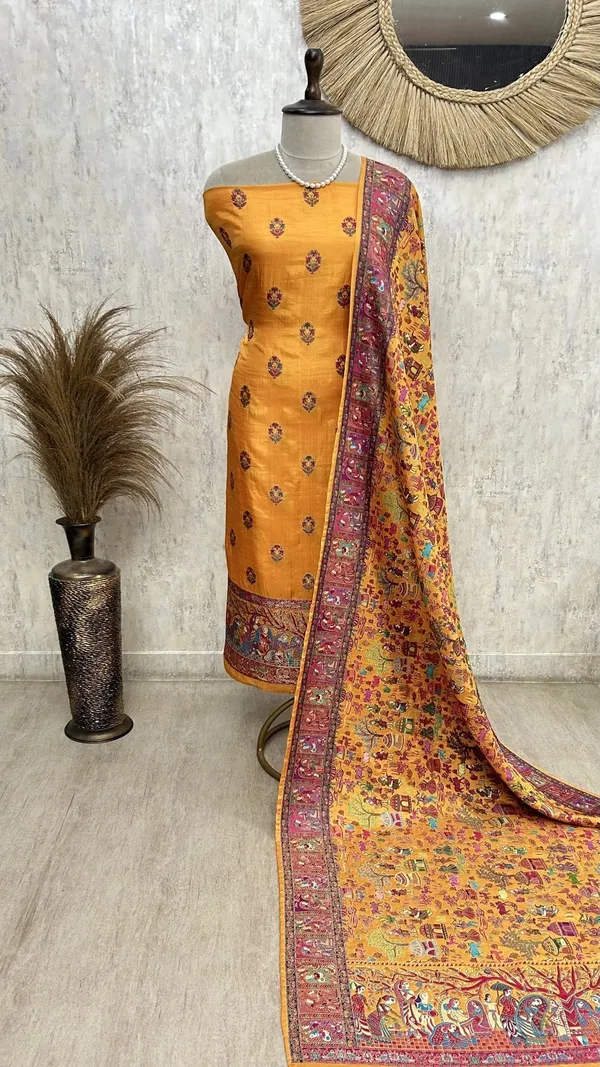 Traditional_Silk_Elegance_Unstitched_Suit_Mustard_Yellow