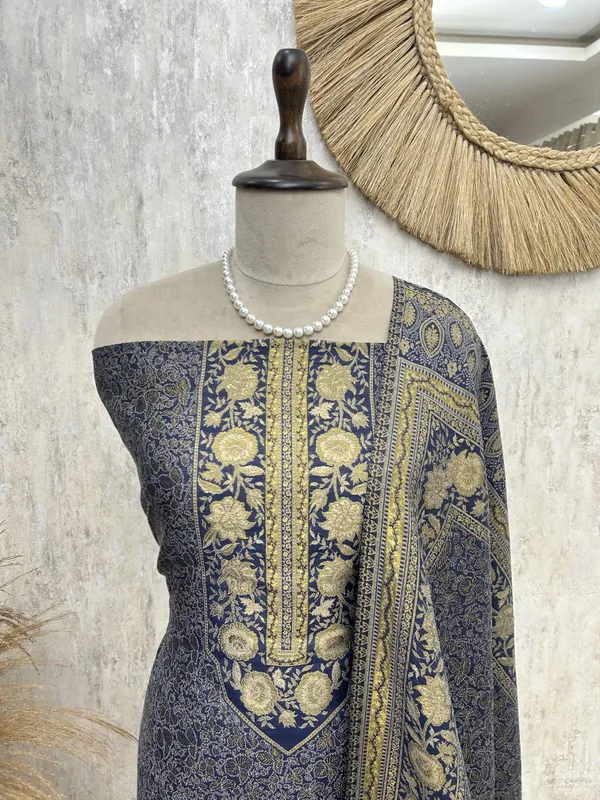 Kashmiri_Pashmina_Unstitched_Suit_Navy