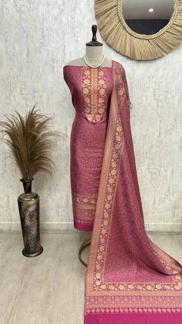 Kashmiri_Pashmina_Unstitched_Suit_Magenta_Pink