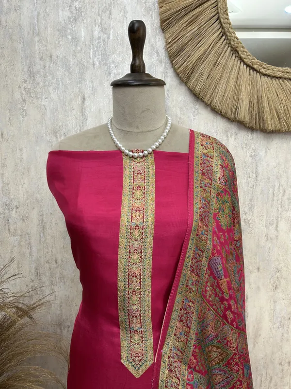 Rajwada_Elegance_Silk_Unstitched_Suit_Magenta_Pink