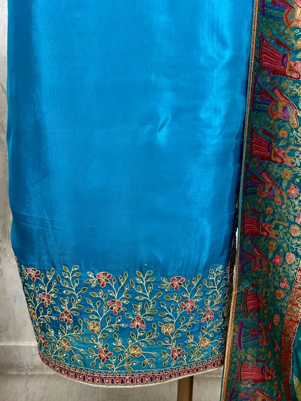 Royale_Opada_Silk_Unstitched_Suit_Set_Turquoise