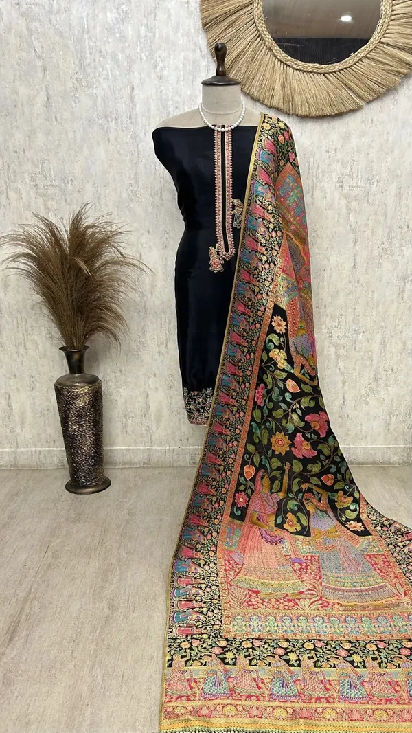 Royale_Opada_Silk_Unstitched_Suit_Set_Black_2
