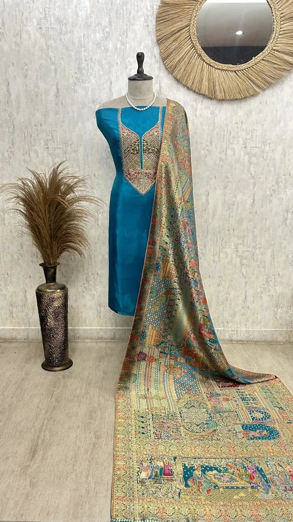 Royale_Silk_Unstitched_Suit_Turquoise