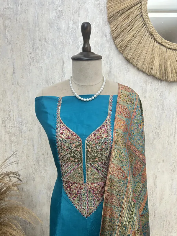 Royale_Silk_Unstitched_Suit_Turquoise