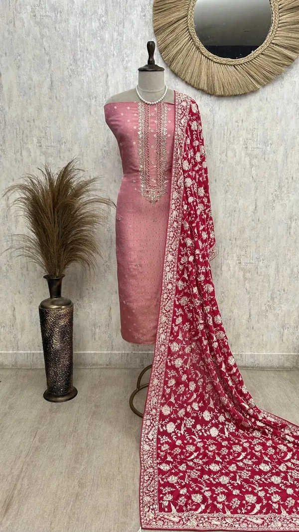 Tissue_Unstitched_Suit_With_Parsi_Embroidered_Dupatta_Cherry_Pink