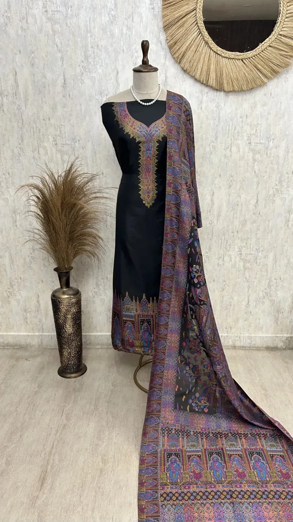 Kani_Weaving_Silk_Unstitched_Suit_Black_2