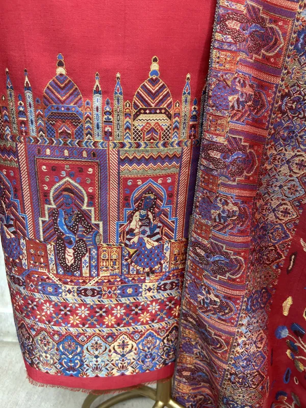 Kani_Weaving_Silk_Unstitched_Suit_Red_1