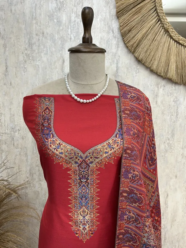 Kani_Weaving_Silk_Unstitched_Suit_Red_1