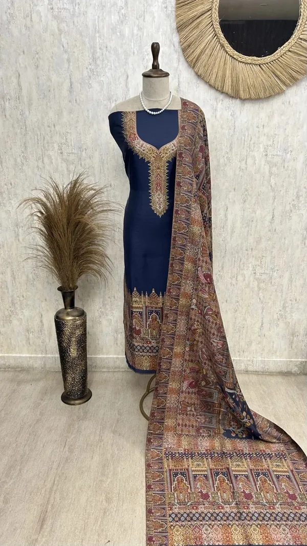 Kani_Weaving_Silk_Unstitched_Suit_Indigo_Blue